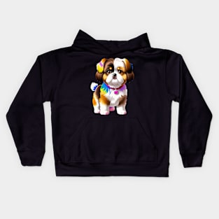 Tie Dye Shih Tzu Puppy 02 Kids Hoodie